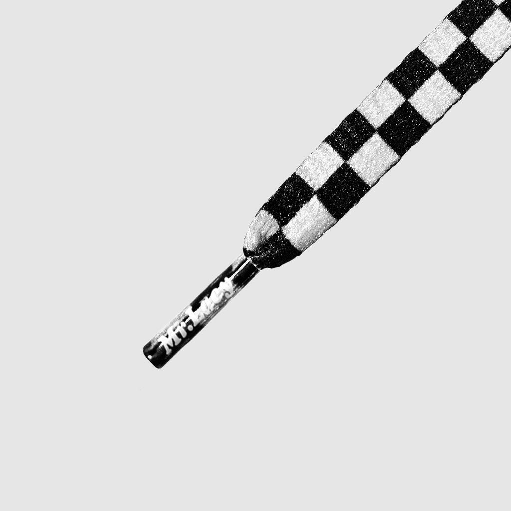 Smallies Printed Black/White - זוג שרוכים קצרים עם הדפס דמקה