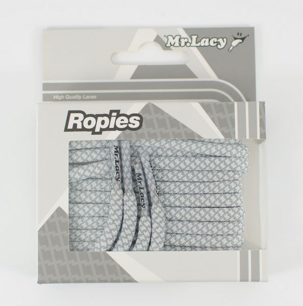 זוג שרוכים חבל עגול אפור לבן - Ropies White Grey