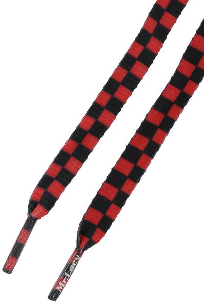 זוג שרוכים עם הדפס שחמט שחור אדום - Printies Check