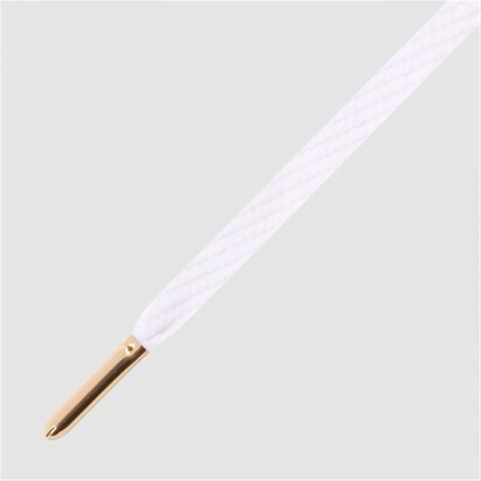 Skinnies White Gold Tip- זוג שרוכים צרים בצבע לבן עם אגלט בצבע זהב 120 ס״מ