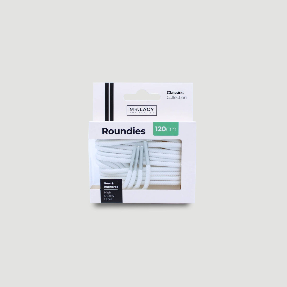 שרוכים עגולים בצבע לבן 120 ס״מ - Roundies White 120 - תמונה 3 - אריזה