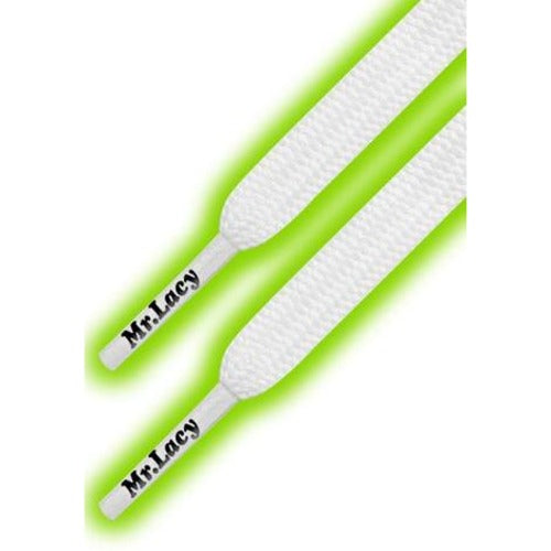 זוג שרוכים זוהרים בלילה בצבע ירוק 120 ס״מ - Glow In The Dark Green, Mr.Lacy